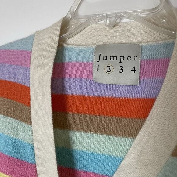 NWOT Jumper 1234 Multi-Stripe Boyfriend Cashmere soft Cardigan $372 -READ - Picture 4 of 7